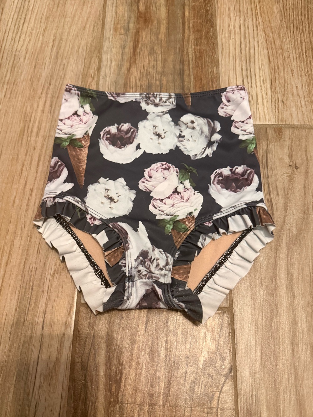 Kortni Jeane Mini Ice Cream Floral Ruffle Around the Bottom Swim Bottoms